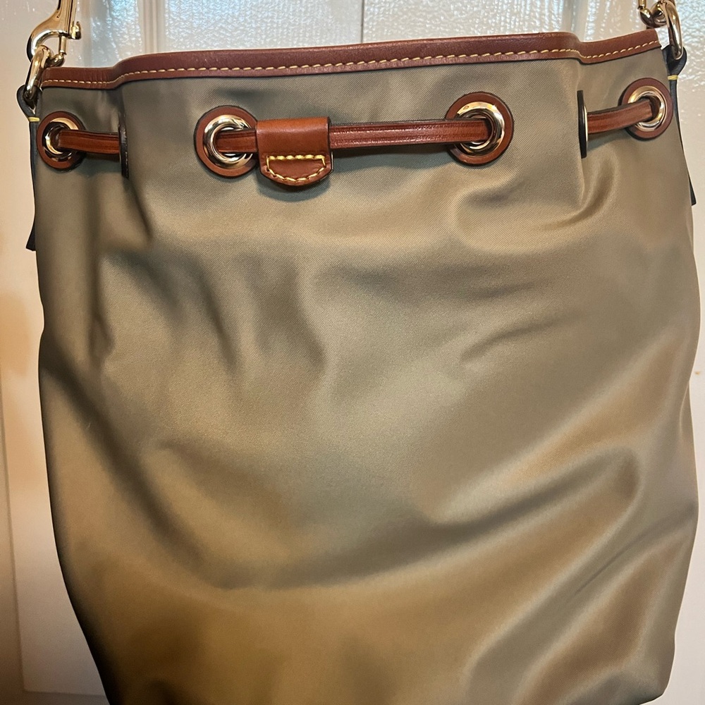Dooney & Bourke Olive and Brown Bucket Bag - Picture 2 of 3